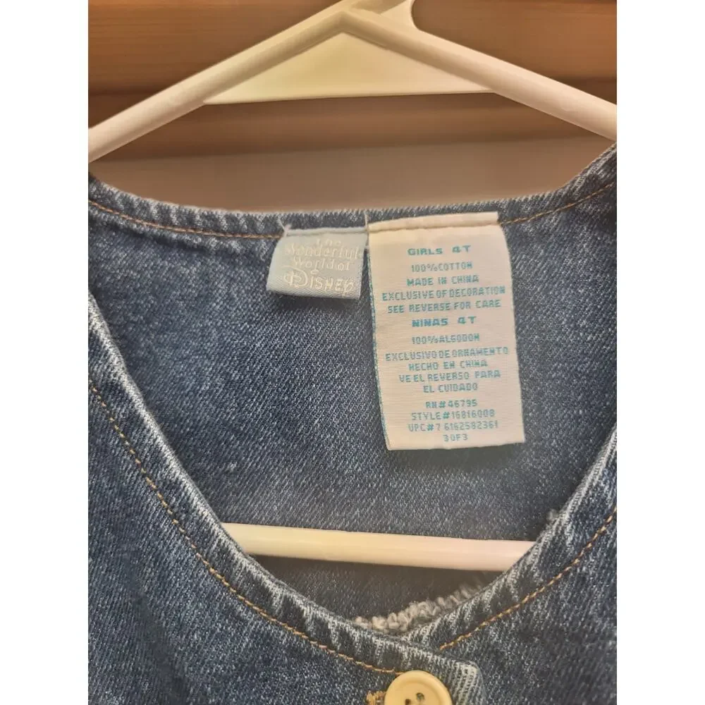 Vintage Disney Winnie The Pooh Denim Vest Girls 4T Embroidered Button Front...